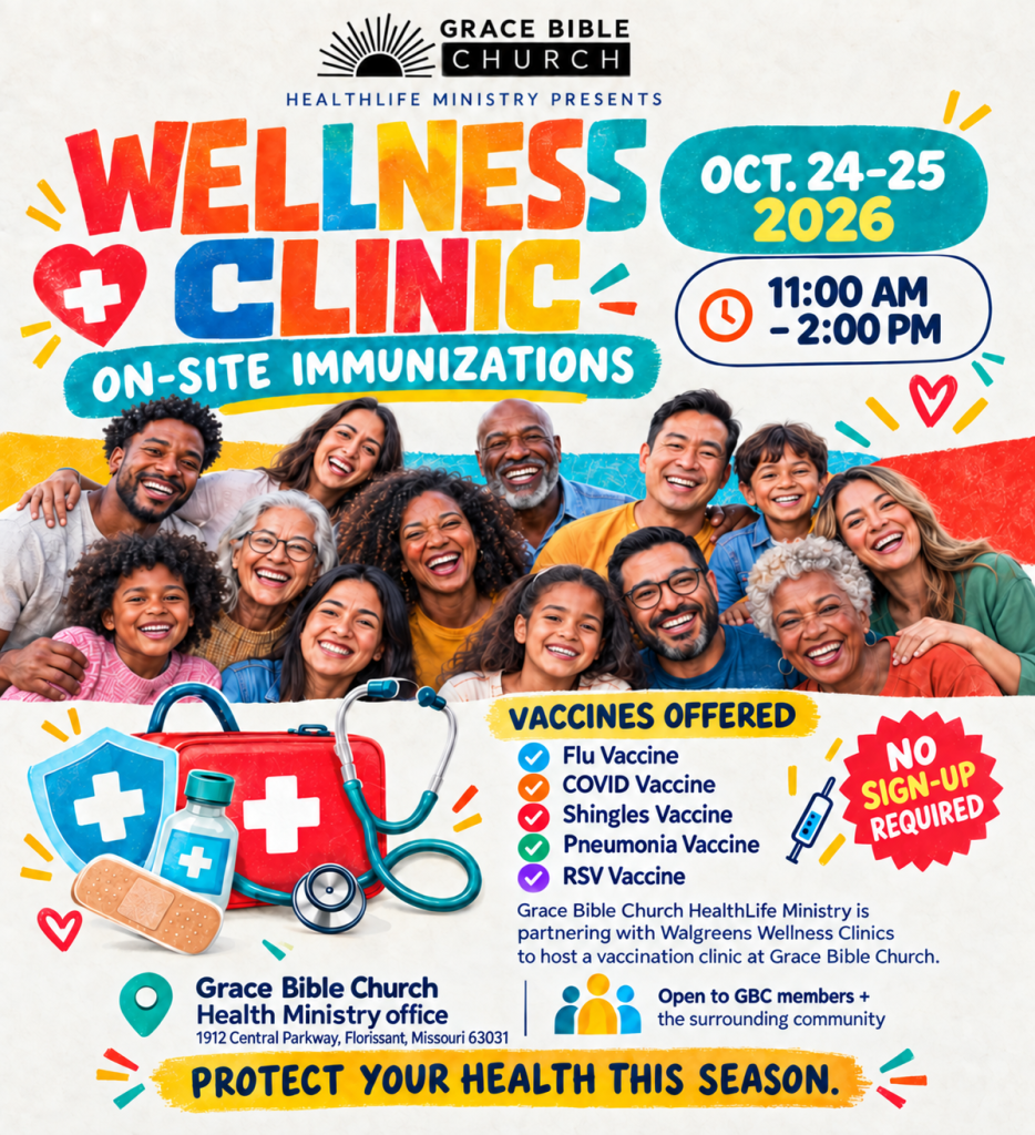On-site immunizations October 24-25, 2026 • 11AM-2PM.at Grace Bible Church&nbsp;
